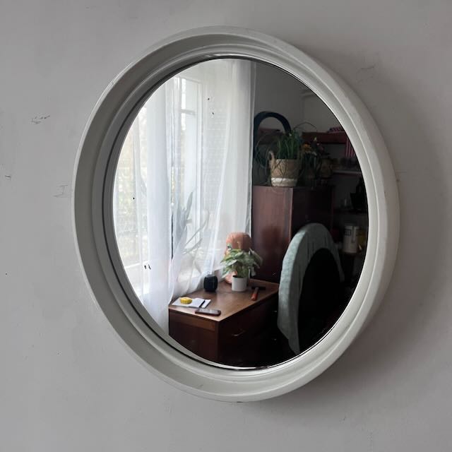 Miroir vintage Gilac en plastique blanc 2