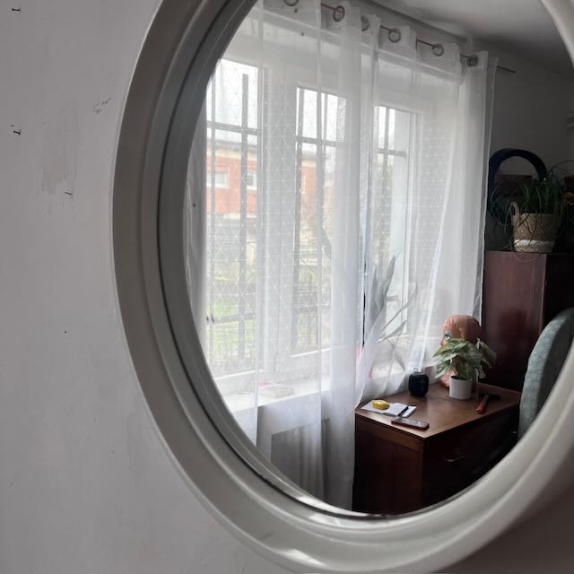 Miroir vintage Gilac en plastique blanc 3