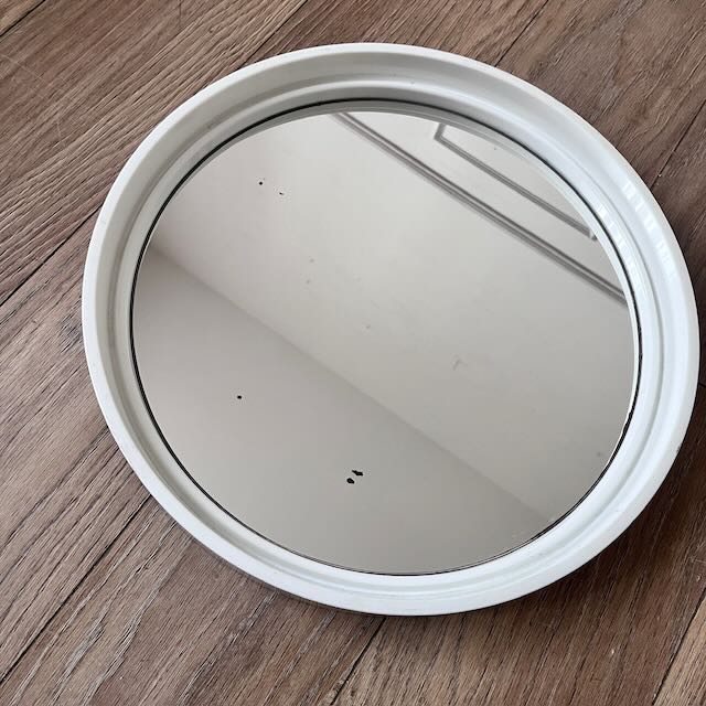 Miroir vintage Gilac en plastique blanc 4