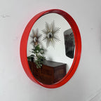 Miroir vintage rond en plastique orange 2