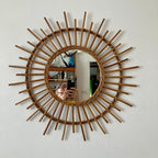 Miroir soleil en rotin