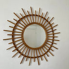 Miroir soleil en rotin