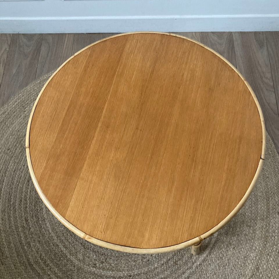 Table basse ronde en rotin