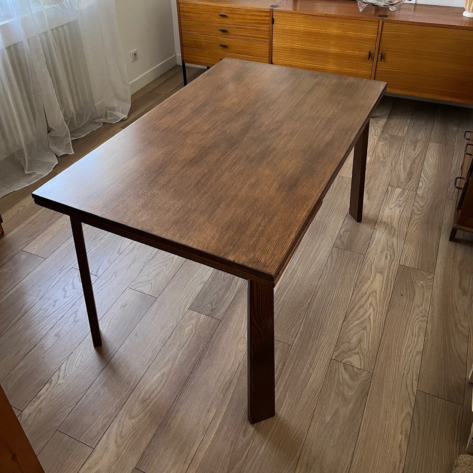 Table de salle à manger en chêne années 80