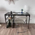 Bureau chrome et verre