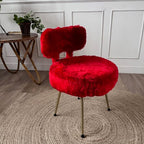 Chaise fourrure rouge vintage