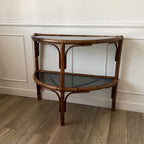 Grande console en rotin et verre fumé