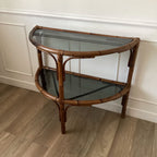 Grande console en rotin et verre fumé