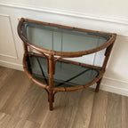 Grande console en rotin et verre fumé