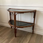 Grande console en rotin et verre fumé