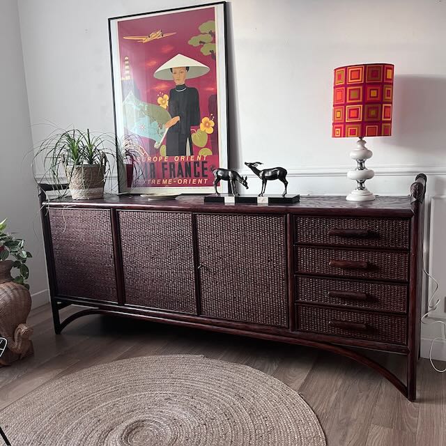 Enfilade en rotin et cannage