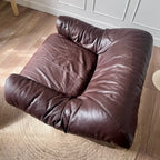 Fauteuil cuir marron années 70