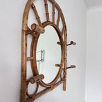 Miroir porte-manteau en bambou années 60