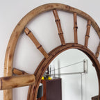 Miroir porte-manteau en bambou années 60