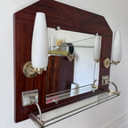 Miroir appliques en teck et opalines