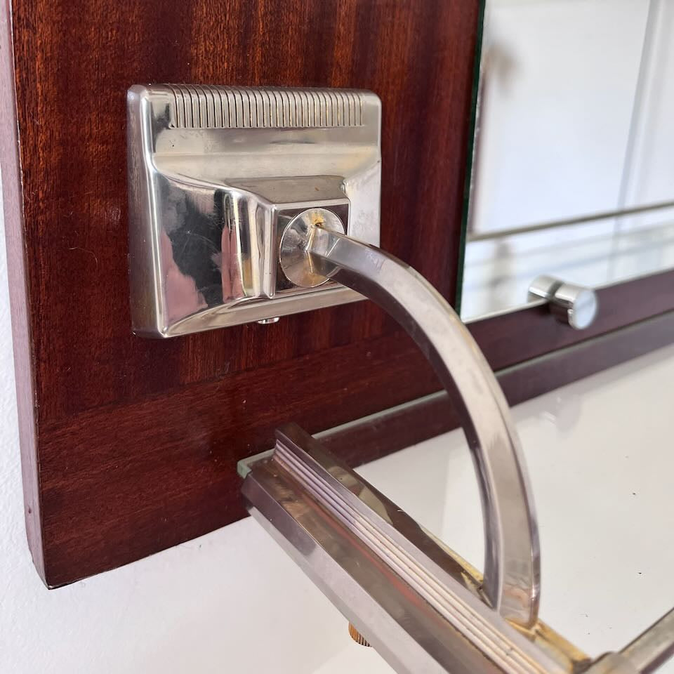 Miroir appliques en teck et opalines