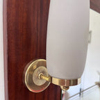 Miroir appliques en teck et opalines