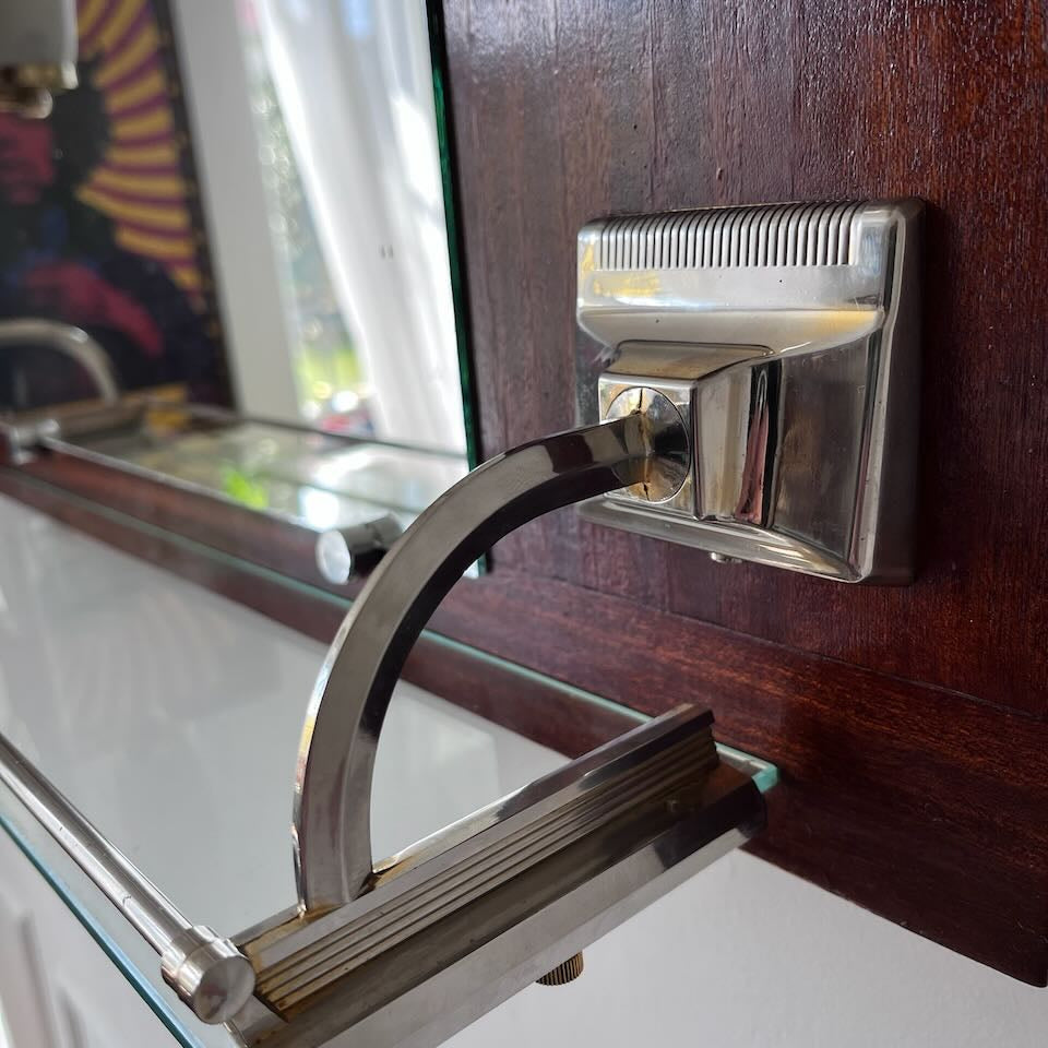 Miroir appliques en teck et opalines
