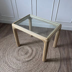Table basse rotin doré
