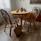 Table à manger ronde en rotin vintage