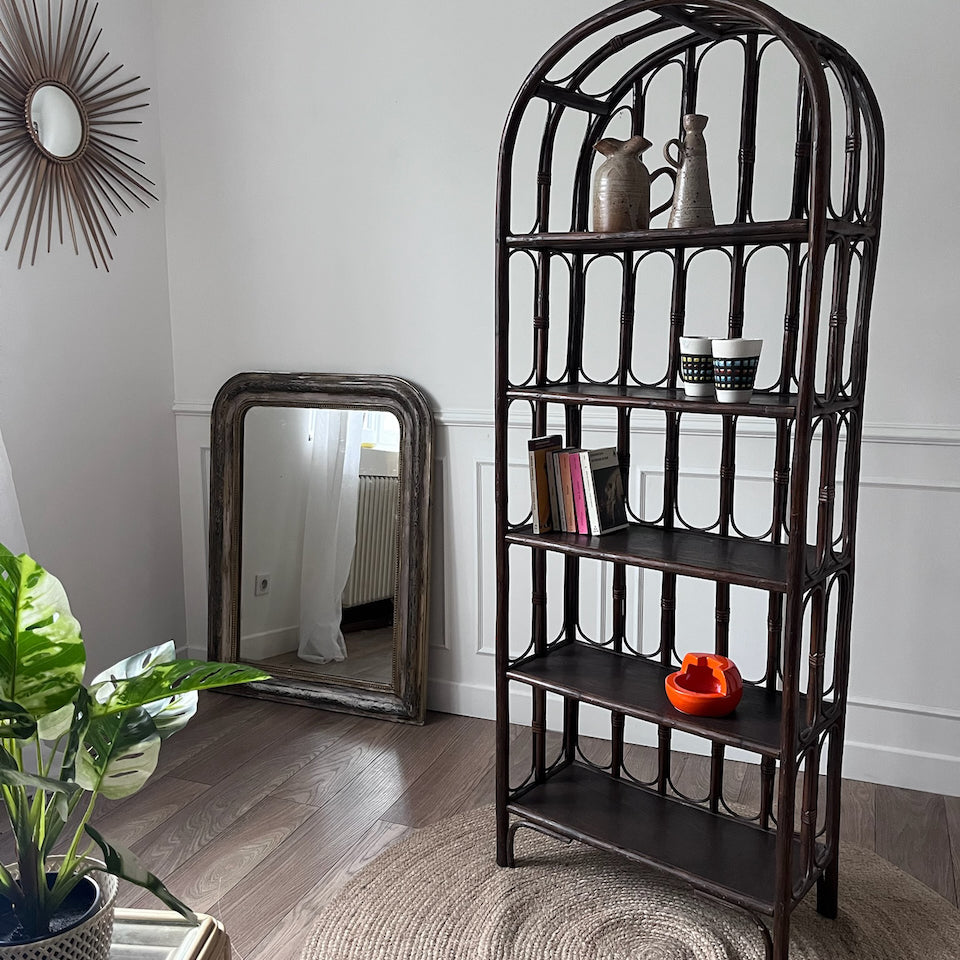 Etagère en rotin vintage