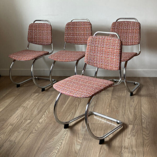 4 chaises chromées vintage