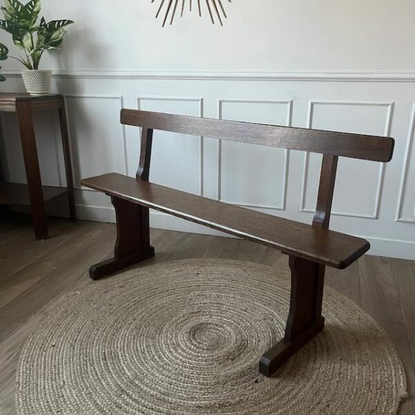 banc d'église ancien en chêne massif