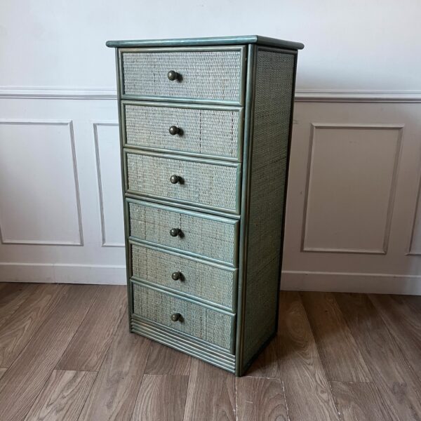 Chiffonnier vintage osier tressé vert
