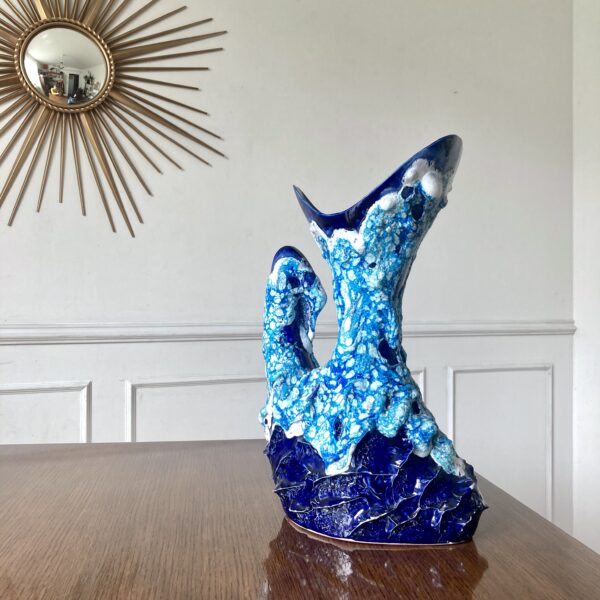 Grand vase fatlava Vallauris bleu