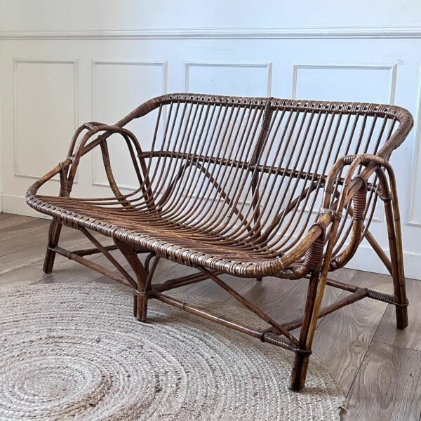 Banquette en rotin années 60
