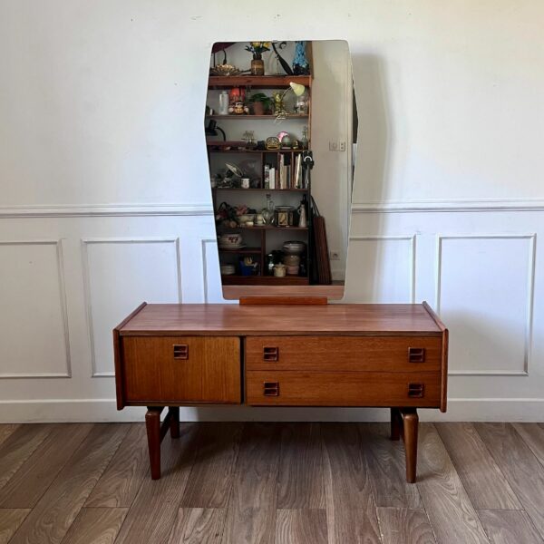 Coiffeuse scandinave en teck avec miroir